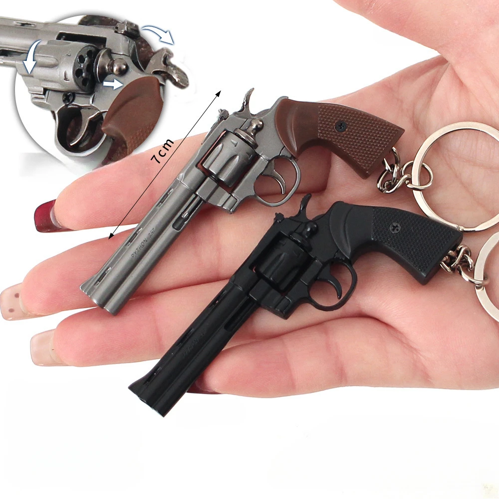 7cm arma chaveiro masculino berloque, soldeir mini liga de metal revólver pistola modelo, jóias masculinas chaveiro lembranças presente