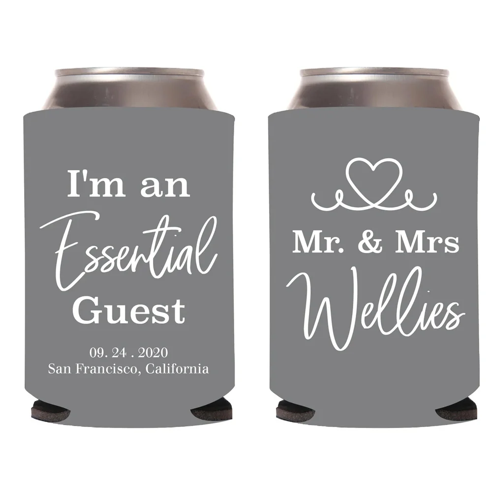 

Essential Guest Can Cooler, Personalized Wedding Can Cooler, Custom Wedding Cooler Favor, Monogram Can Cooler, Custom Cooler for