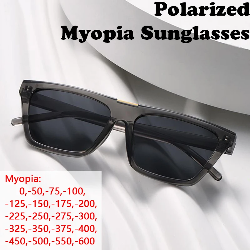 

2026 Quality Square Polarized Myopia Sunglasses Men Metal Core Unisex Fashion Sun Glasses Travel Hiking Beach Fishing Eyewear