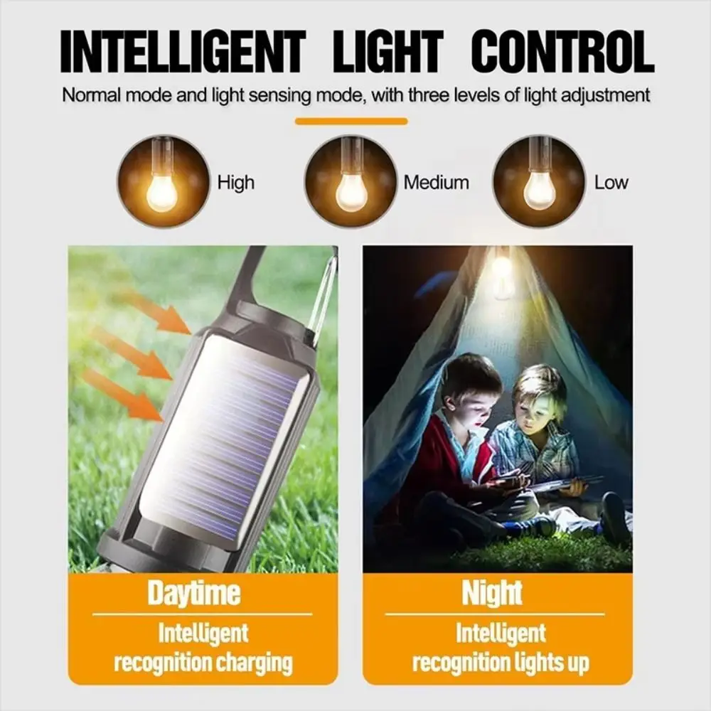 Solar Powered Solar Powered LED Lamp LED Light USB Rechargeable LED Lighting Lantern ABS Handheld Camping Lamp Camping Use