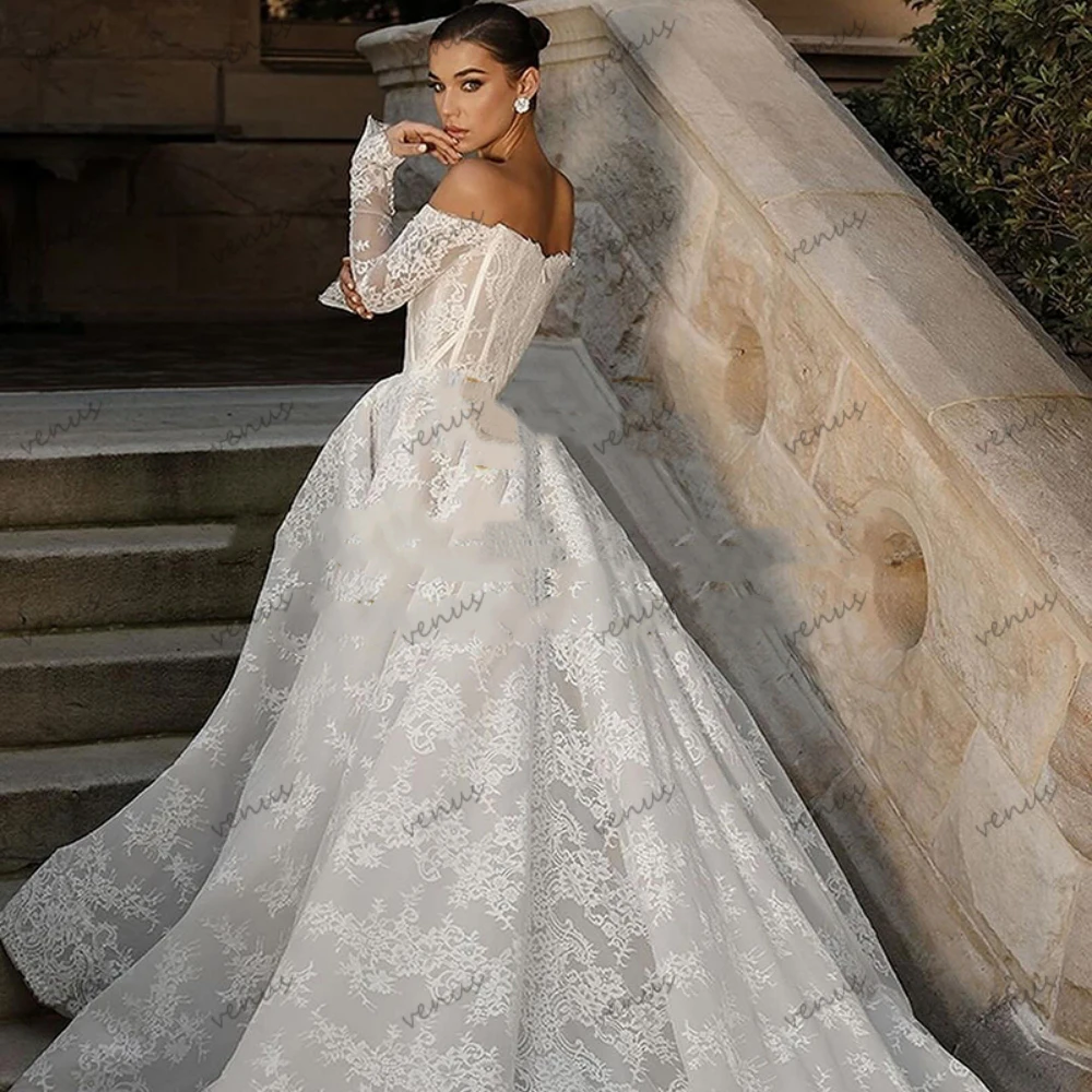 Gorgeous Wedding Dresses Elegant Bridal Gowns Off The Shoulder Robe Full Sleeves A-Line Modern Vestidos De Novia 2025 Customized