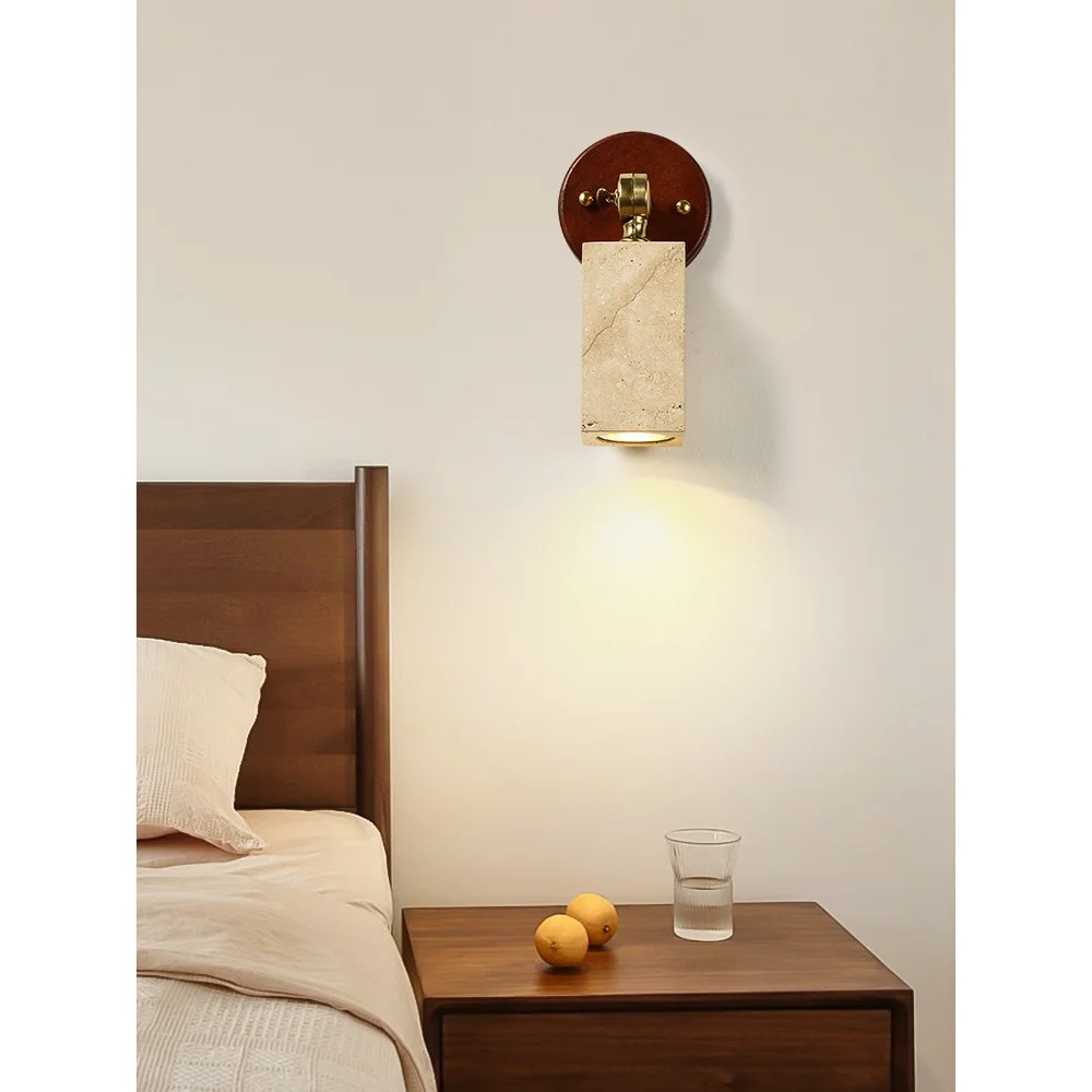 Lampu dinding batu gua kuning lampu samping tempat tidur kamar tidur lampu dinding latar belakang koridor desainer Retro gaya waby-sabi Jepang