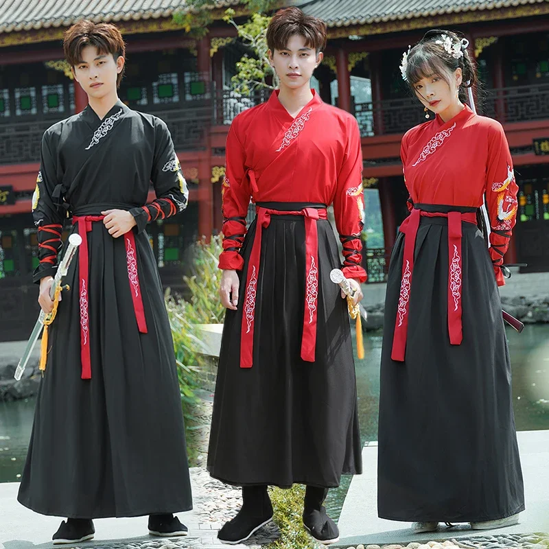 

Egru Men's Ancient Chinese Martial Arts Costume Large Size Student Class Uniform Set Embroidered Pressed Pleat Polyester Fiber