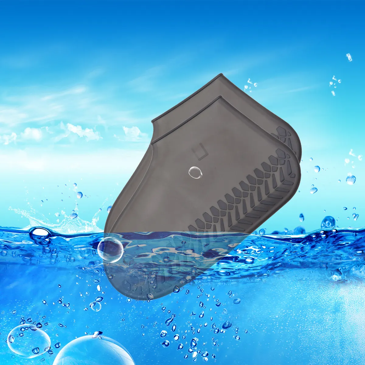 

1Pair Black Waterproof Shoe Covers Size L Outdoor Unisex Rain Shoe Protector Anti-Slip Mud Splash Dust Resistant