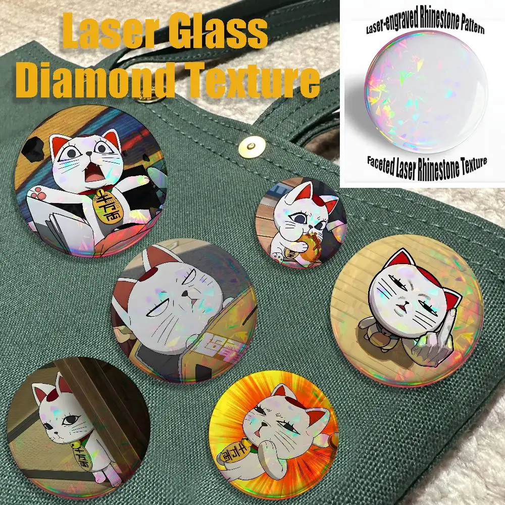 Cat T-Turbo Granny 22mm,32mm,42mm,58mm,75mm Round Badge Brooch for Various Clothing Backpacks Jewelry Accessories Gift