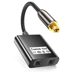 1 Male Input to 2 Female Output SPDIF Optical Toslink Optical Fiber Audio Fiber Splitter For HDTV DVD Player PS4 Headphone