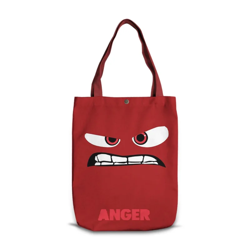 Disney Inside Out 2 Canvas Shoulder Bag Anime Cartoon Printing Handbag Portable Large Capacity Student Stationery Storage Bags