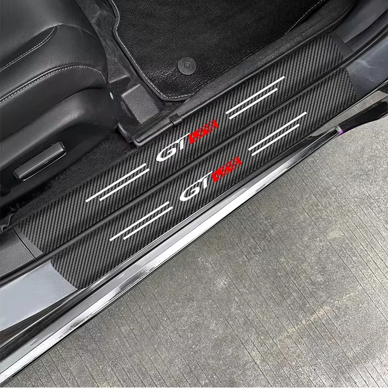 

Bande de seuil autocollante en Fiber de carbone pour voiture 4 pièces décoration intérieure pour Peugeot GT GTline 3008 308 T9