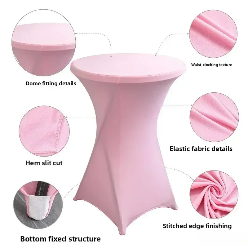 Spandex Cocktail Table Cover Stretch Round High Top Tablecloth for Wedding Banquet Party Event Decoration