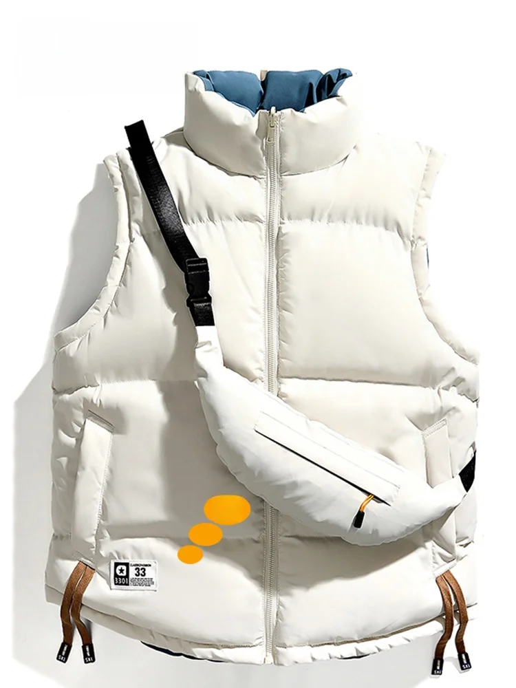 

Утепленный жилет из хлопка и полиэстера, двусторонний, модный, для осени и зимы, с воротником, стильный, из полиэфирного волокна