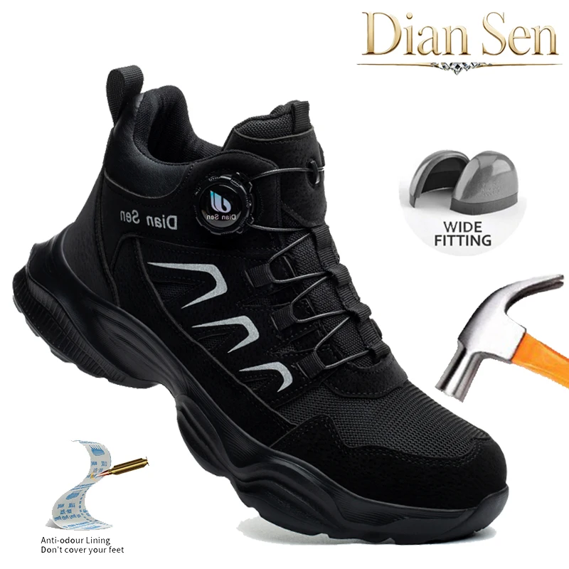 

Work Shoes & Boots Anti-smash Safety Shoes Mens Hiking Boots Industrial Shoes Indestructible Kevlar fabric Shoes Rotary Button