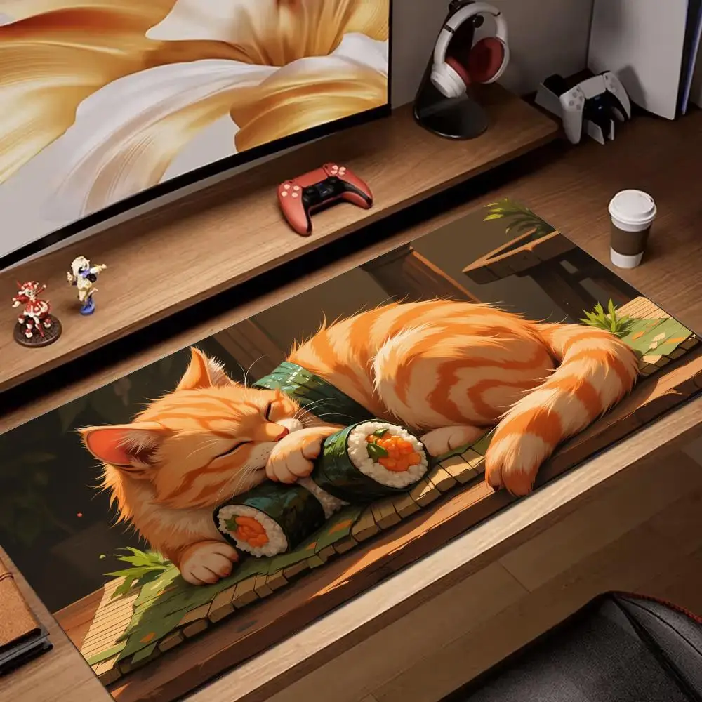 

Sleeping orange cat large office Mouse Pad rubber anti-slip Desk Mat pc accessories Gaming mat keypad expansion mousepad