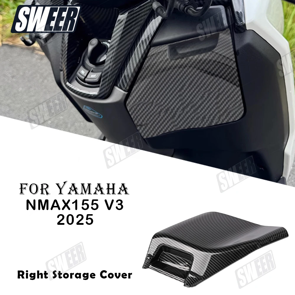 Motorcycle Right Storage Carbon Fiber Cover Compatible With Yamaha NMAX155 V3 2025 Tool Box Storage Cover Accessories