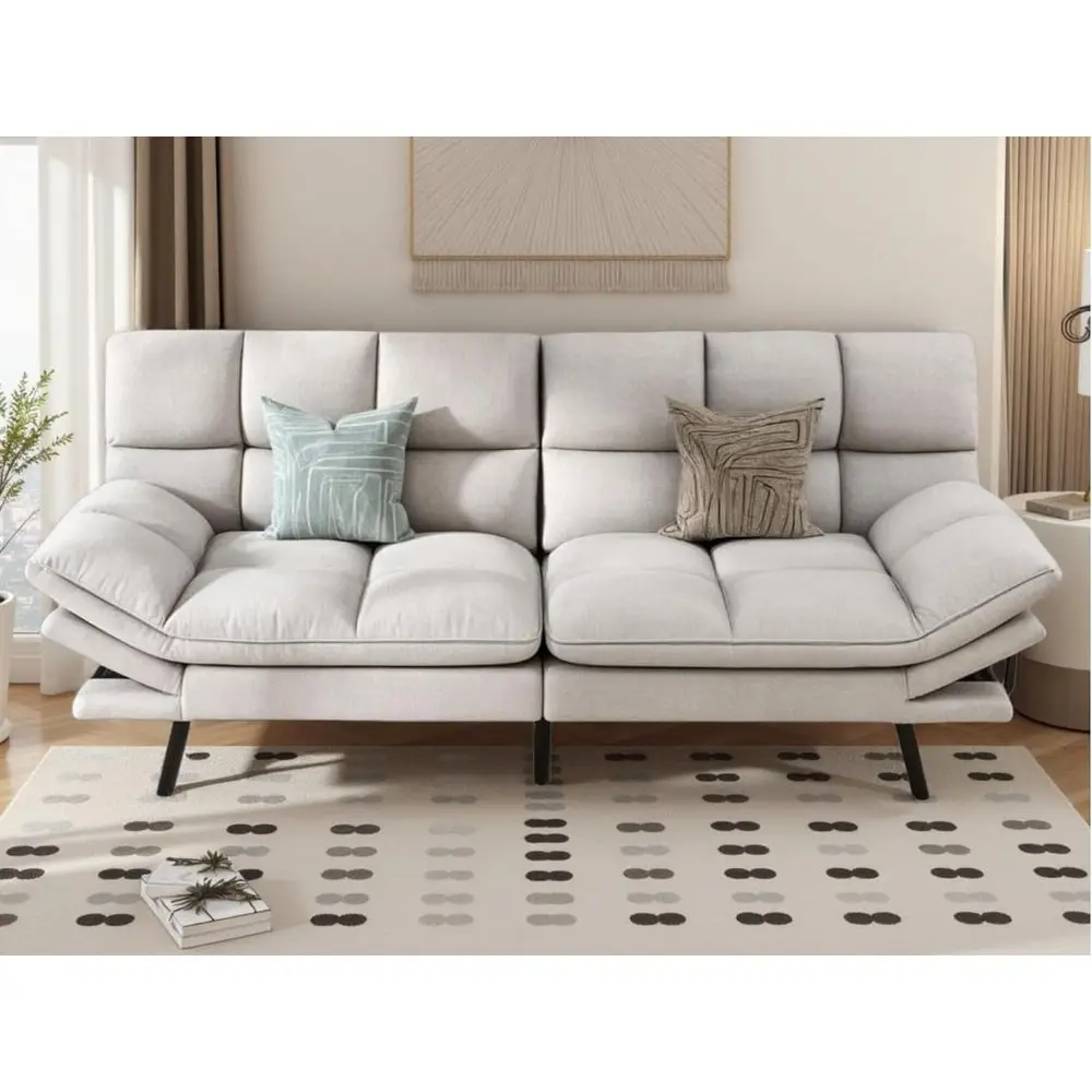 

Раскладной диван-кровать, регулируемый диван-кровать 70 дюймов для гостиной или домашнего офиса, бежевый