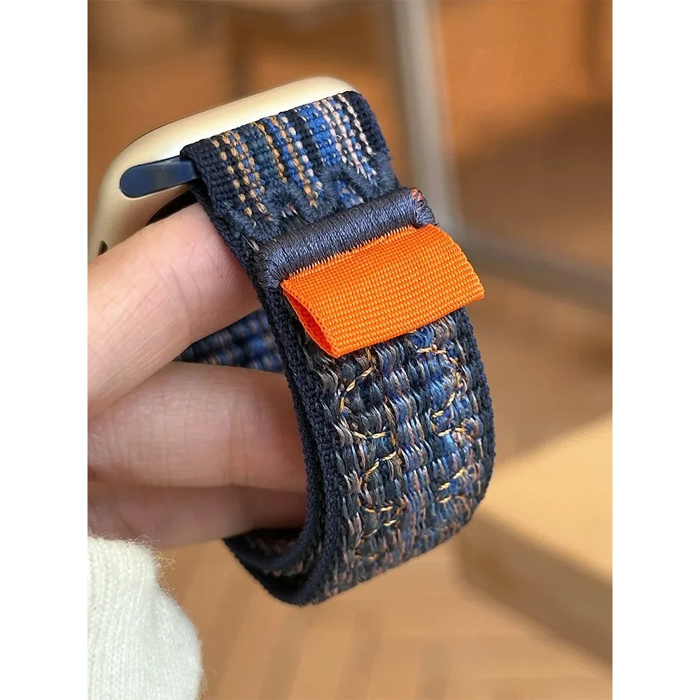 Fashion Embroidered Nylon Watch Strap For Apple Watch Series 11 10 9 8 7 6 5 SE Ultra Fits 49-38mm Colorful Lightweight Women