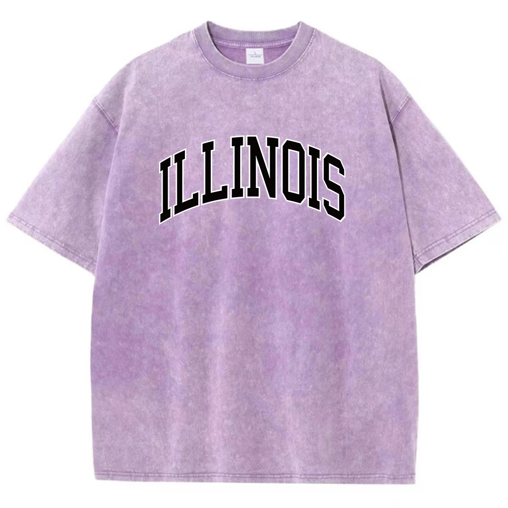 Illinois schwarzer Buchstabe gedruckt Männer T-Shirt Grafik muster T-Shirt Kleidung hochwertige Kunst T-Shirts Straße Baumwolle kurz ärmelig