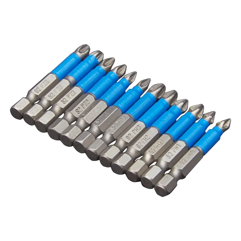 12Pieces Magnetic Batch Head Impact Strong Cross High Hardness Screwdriver Set PH1 PH2 PZ1 PZ2 PZ3 Non-slip Bit Set 87HA