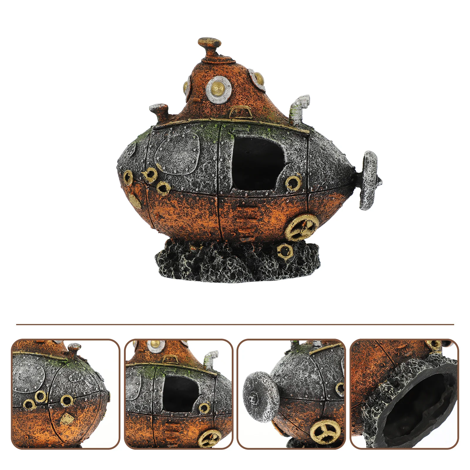 

Aquarium Decorative Submarine Fish Tank Shipwreck Ornament Resin Shrimp Hideout Vivid Flavor Unique Chic Easy Clean