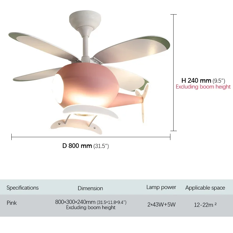 ABEL Children's Ceiling Fan Light Nordic Fan Light Personalized Creative LED Restaurant Bedroom Study With Light Ceiling Fan