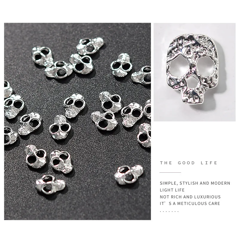 20Pcs/Lot Halloween Nail Jewelry Set Metal Skull Pumpkin Cross Nail Piercing Wearing Nail Art Drill Random Mixed Jewelry