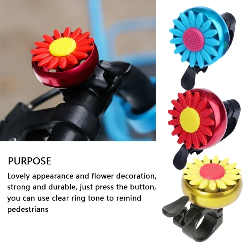 Multi-color bicicleta Bell para crianças, margarida flor chifres, crianças ciclismo anel, alarme para segurança, guidão, acessórios de bicicleta