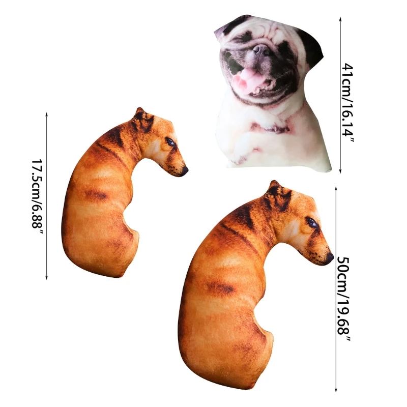 Almohada divertida con cabeza perro para Cosplay, cojín felpa y duradero con ojos 3D definición para amantes