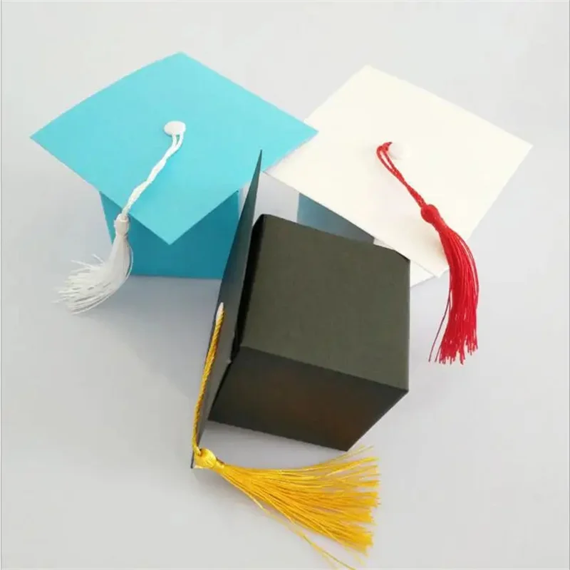 European Style Doctor Cap Packing Box Doctorial Hat Celebration Bachelor Cap Graduation Party Tassels Candy Box Bag