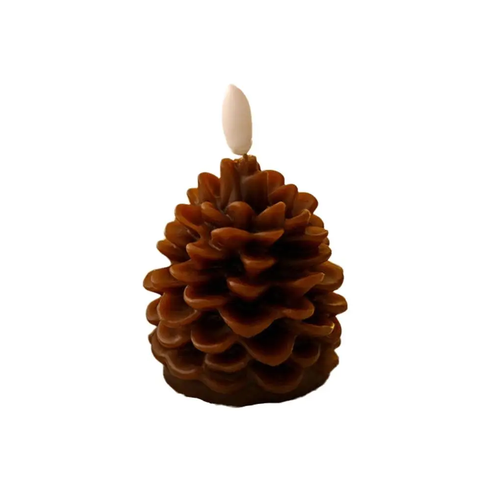 Velas electrónicas Led de modelado de cono de pino, velas sin llama con pilas para decoración interior de vacaciones, regalos para niños G1y1, 1 Uds.