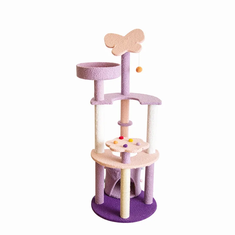 New cat tree tower condo pet products funny climbing cat shelves grinding cat paw cat scratching post purple playground for cats