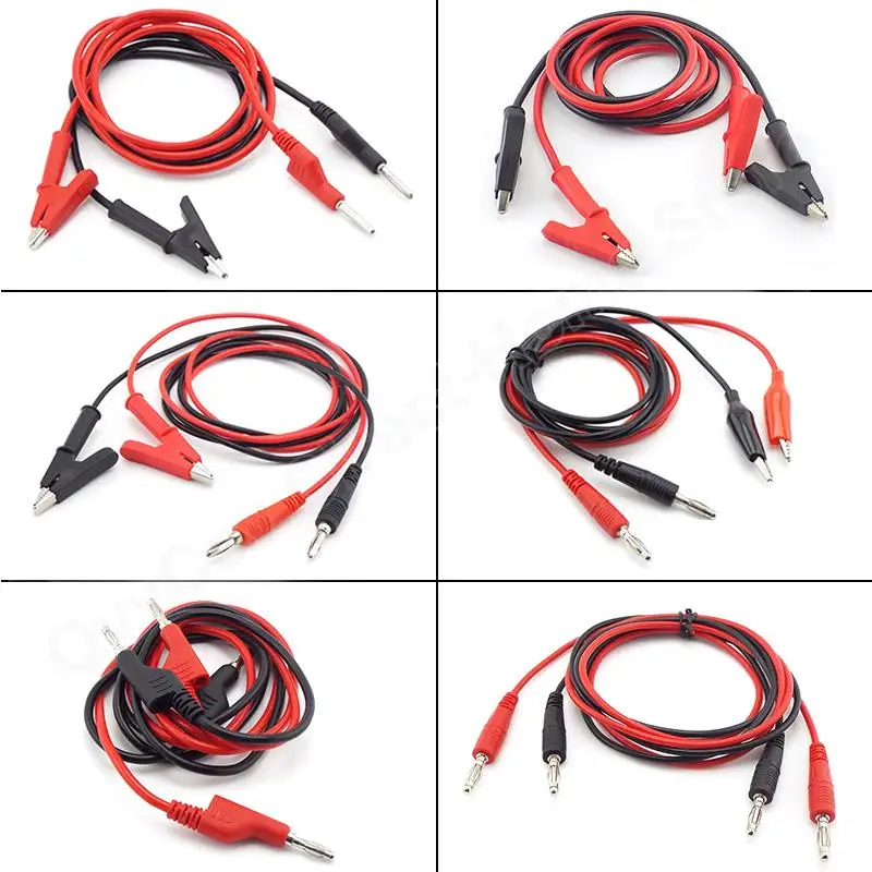 4MM Banana Plug Alligator Clips Electrical DIY Test Lead Crocodile Clips Test hook Cable Connector Dual Tester Probe Multimeter