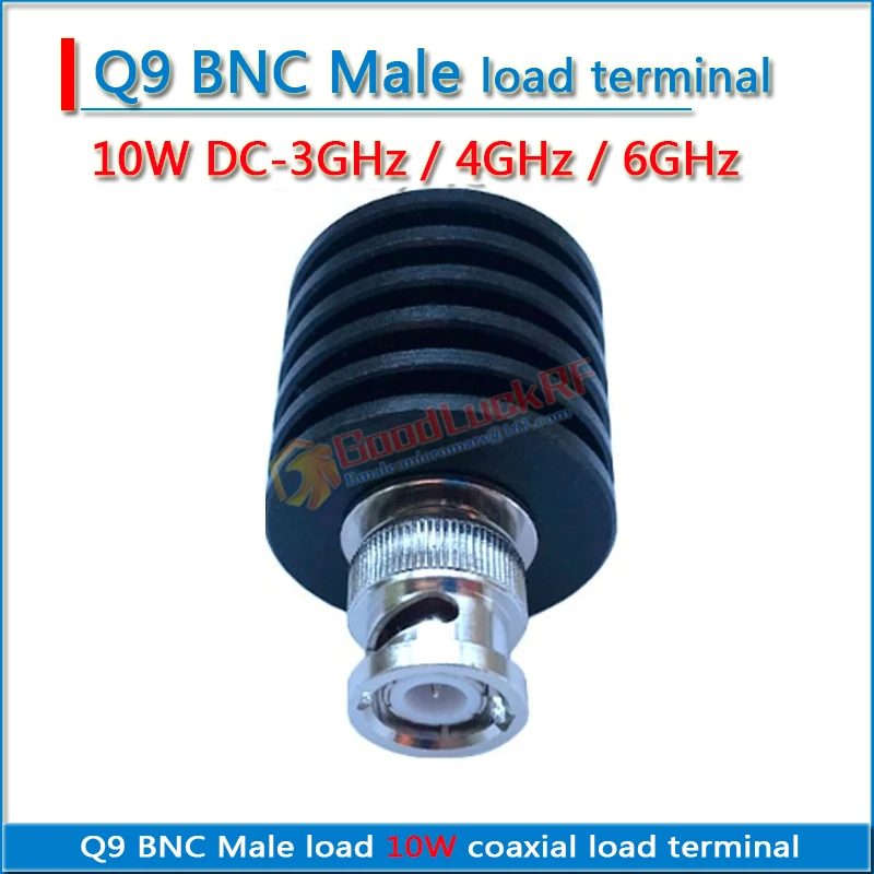 high-power Q9 BNC Male 10W coaxial Termination DUMMY load 50ohm DC-3GHz 4GHz 6GHz with heat sink low standing wave VSWR ≤ 1.20