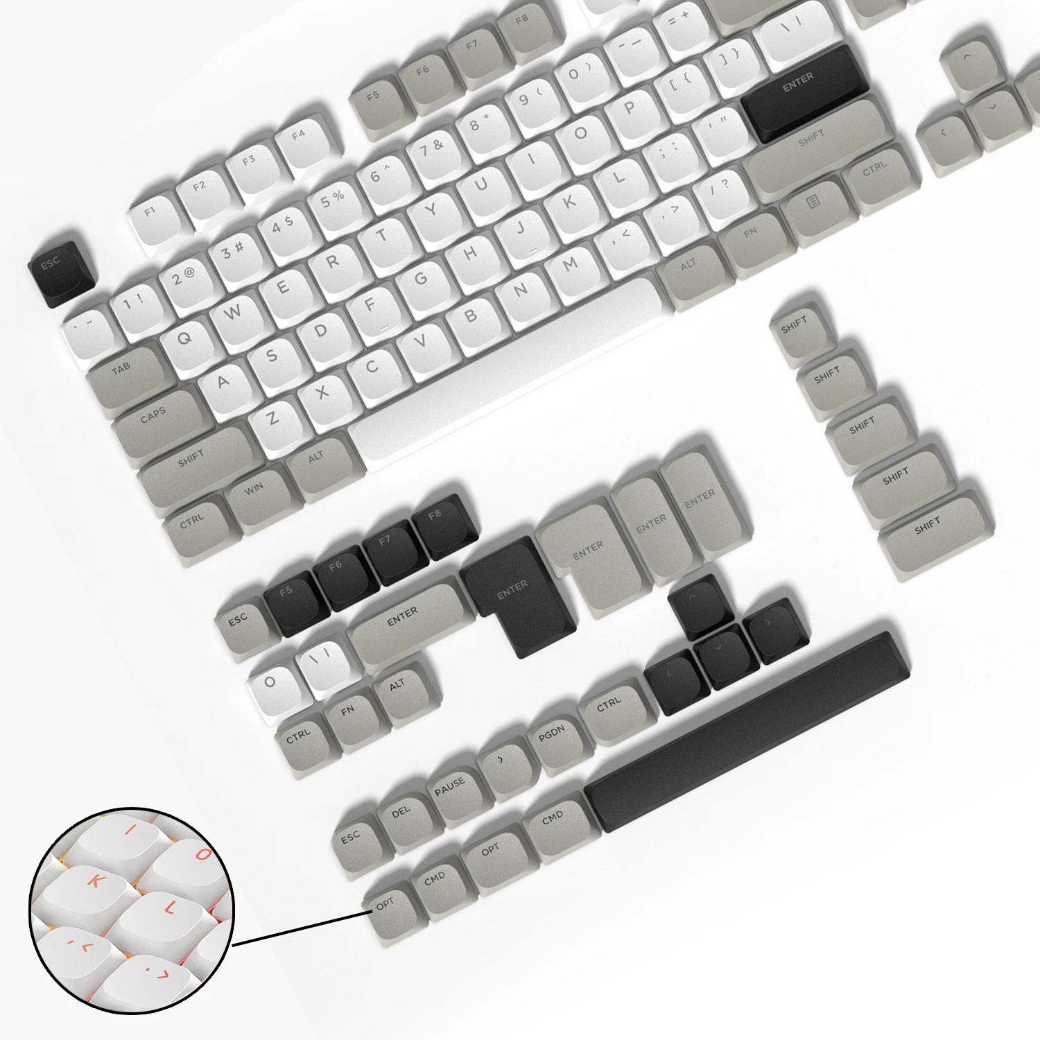 

143 Key Minimalist Low Profile PBT Keycaps Custom Double Shot Key cap for Gateron Cherry MX Switches Gamer Mechanical Keyboard