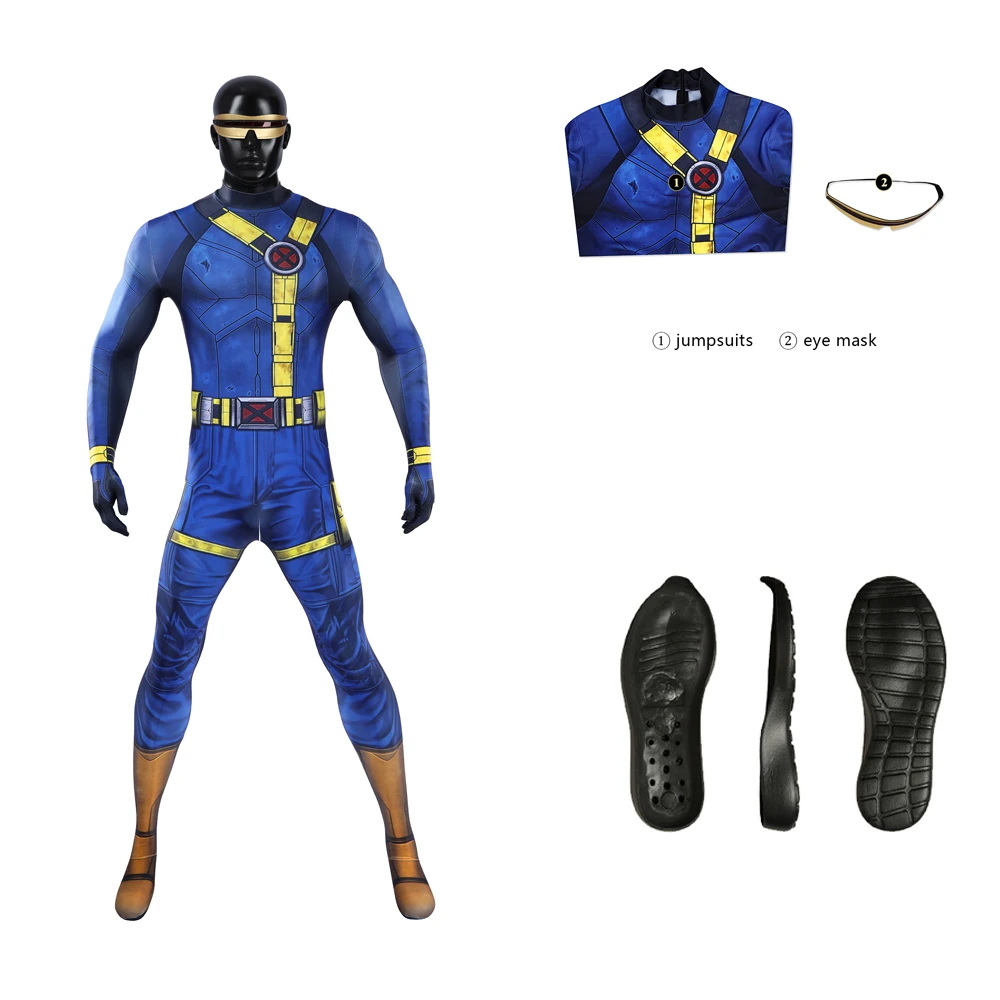 Superhero Scott Summers Cosplay Jumpsuit 3D Printing Costume Halloween Carnival Party Suit