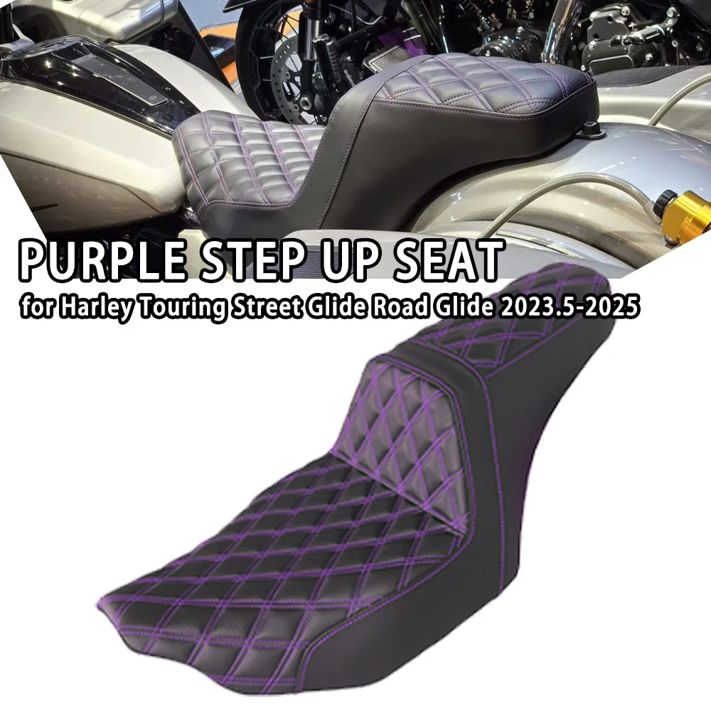 Motorcycle Purple Stitch Step Up Seat for Harley Touring Street Glide Road Glide 2023.5-2025