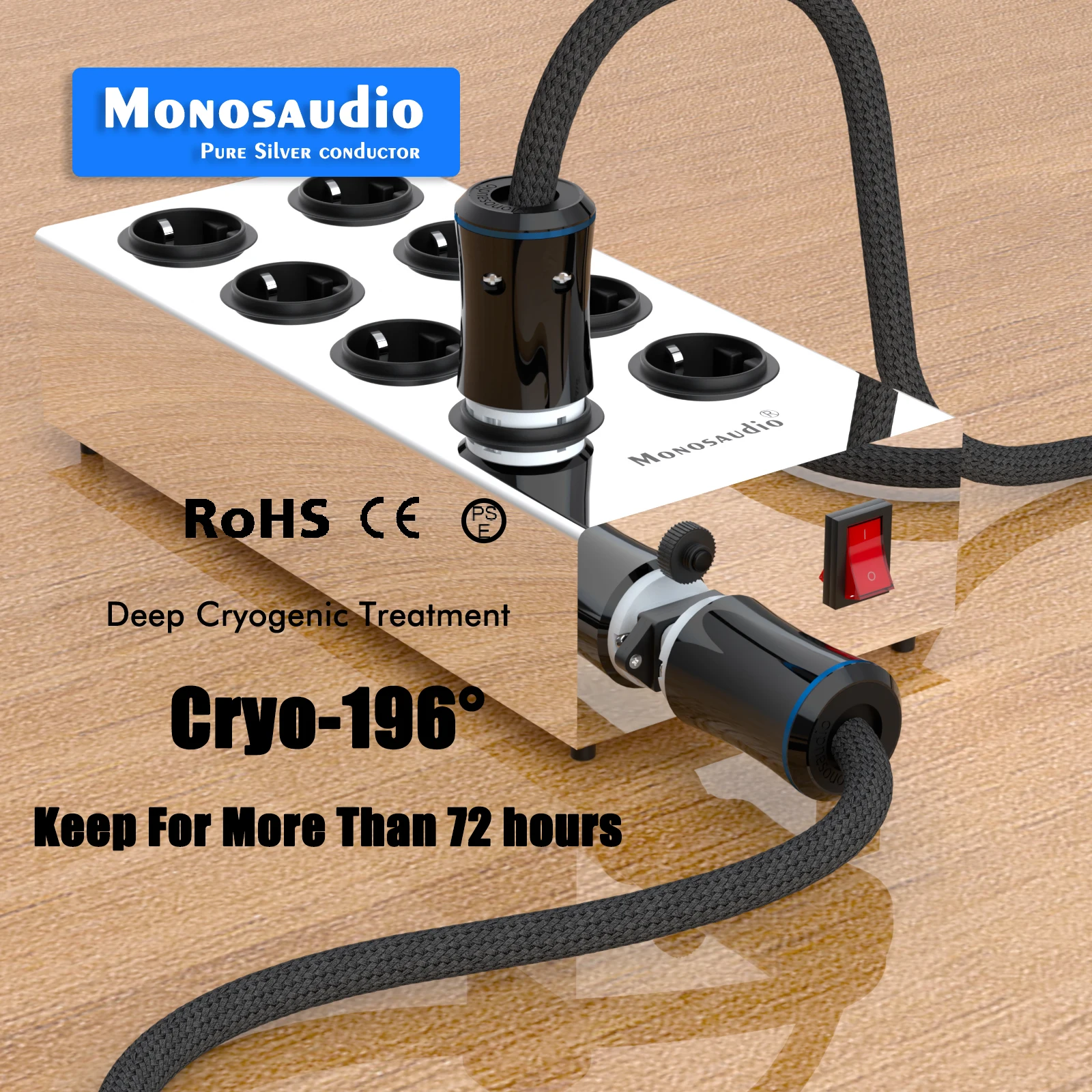 Monosaudio EMF110Ag 4N Pure Silver AC Power Plug EU Socket US IEC320 Electric Power cord Connector for speaker amplifier