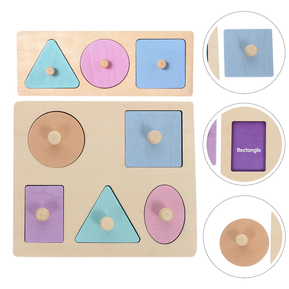 2 sets geometrische vormpuzzel houten kinderen leren educatief speelgoed ouder-kind interactie veilig voor kinderen blok hout