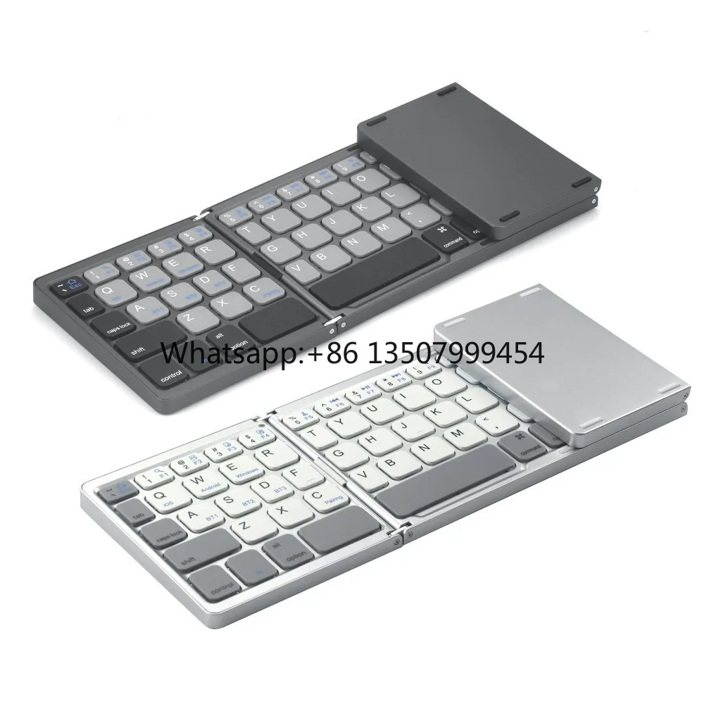 B33PLUS Triple Mode Mini Foldable Bluetooth Keyboard with Touchpad for PC Laptop Wireless Folding Keyboard