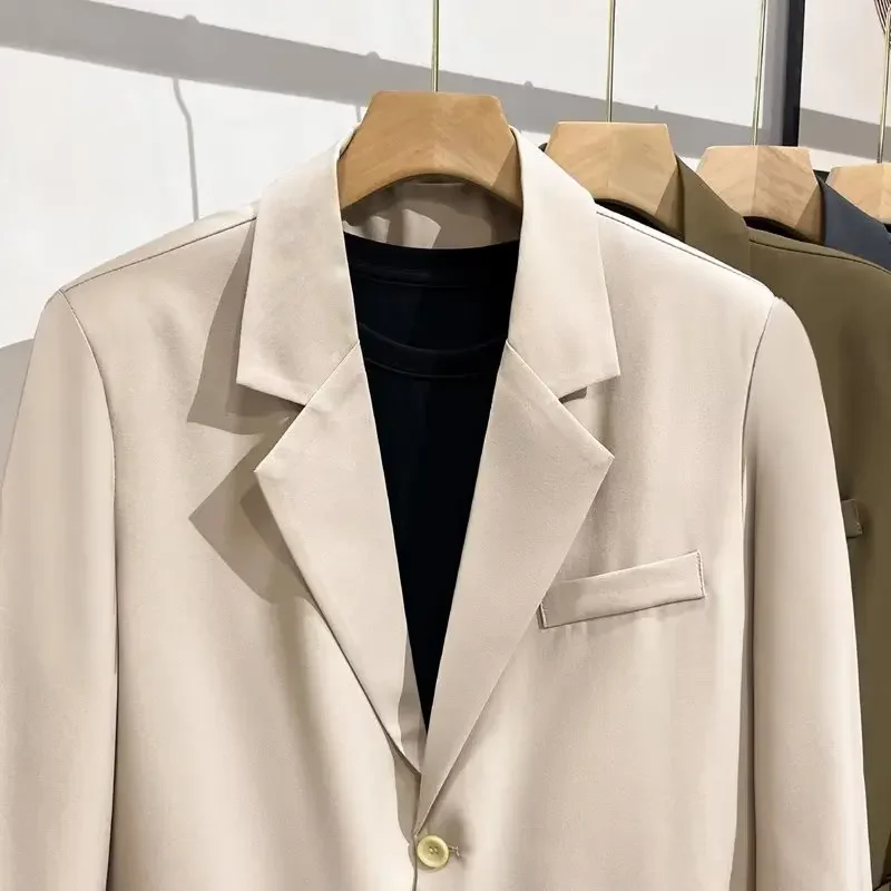 Moda Trendy erkekler rahat Blazer keten gevşek takım elbise ceket gri haki kahverengi siyah ceket iş ofis damat düğün S-4XL