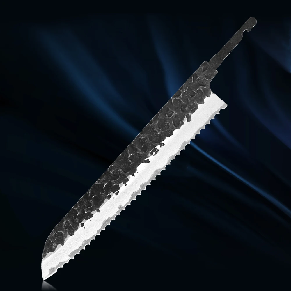 

8.5-inch Serrated Bread Knife Blank Blade DIY Handmade Japanese Chef Kitchen Three-layer Composite Steel Full Tang Making Tools
