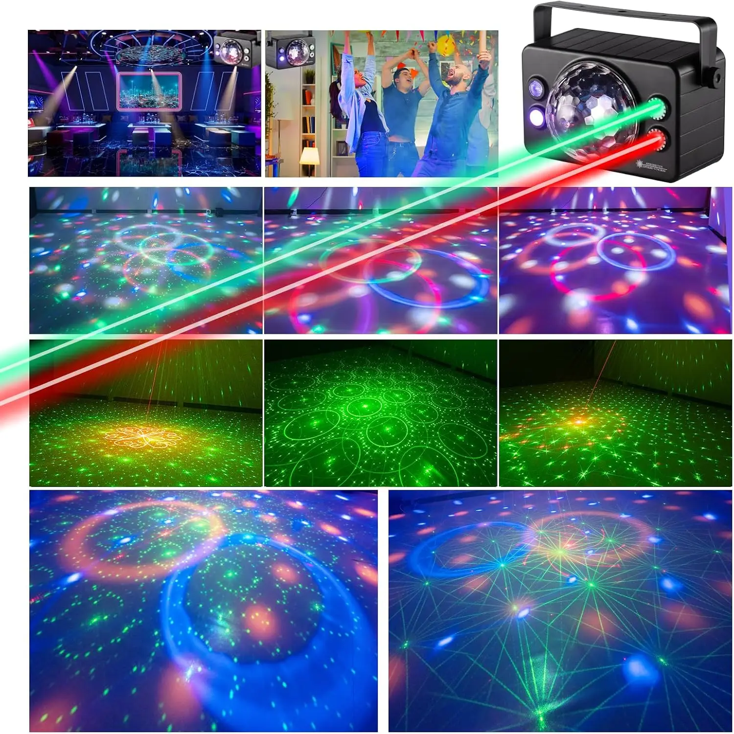 ディスコボールパーティーライト、サウンド起動ストロボランプ、6色の照明パターン、リモコン付きディスコライト、ホームカラオケダンス用