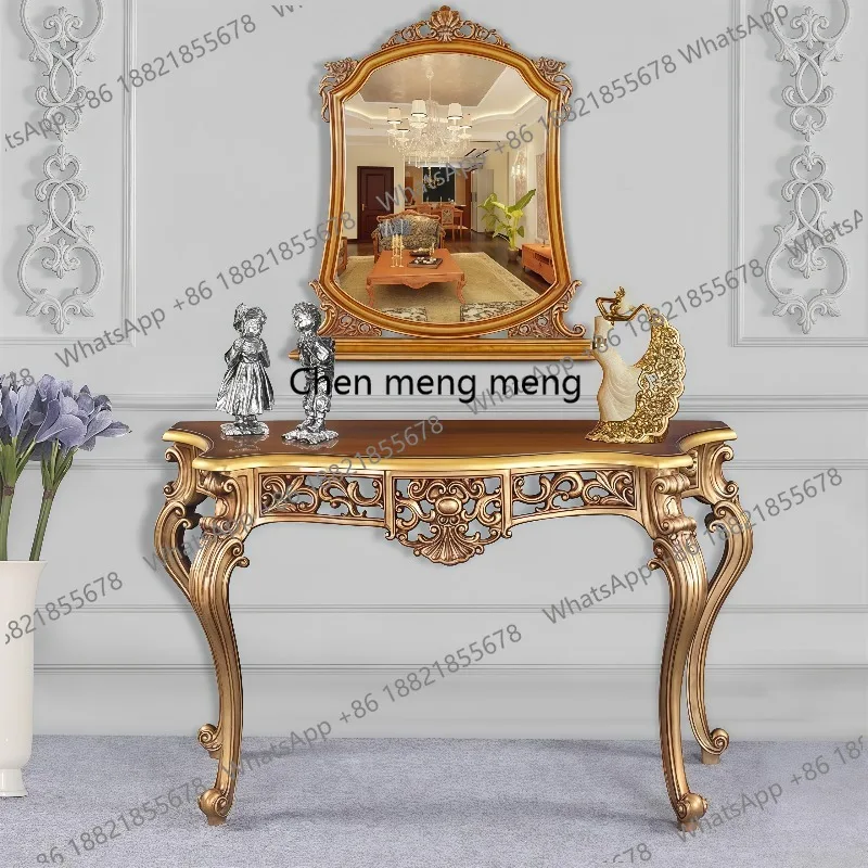 

Резной европейский консольный столик для прихожей, роскошный декор для гостиной в ретро-стиле, настенный шкаф для прихожей