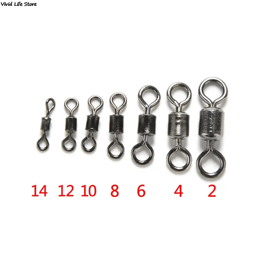 100Pcs Ball Bearing Swivel Solid Rings Fish Connector Round 8 Shape Eye Rolling Swivels Rig Sea Carp Fishing Tools