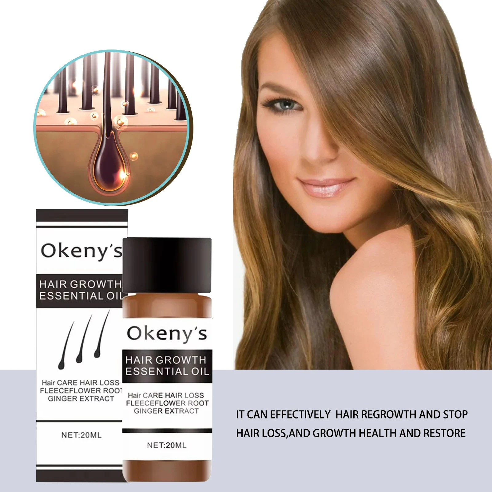 Okeny\'s Fast Powerful Hair Growth Essence Products Essential Oil Liquid Treatment Preventing Hair Loss Hair Care Andrea 20ml