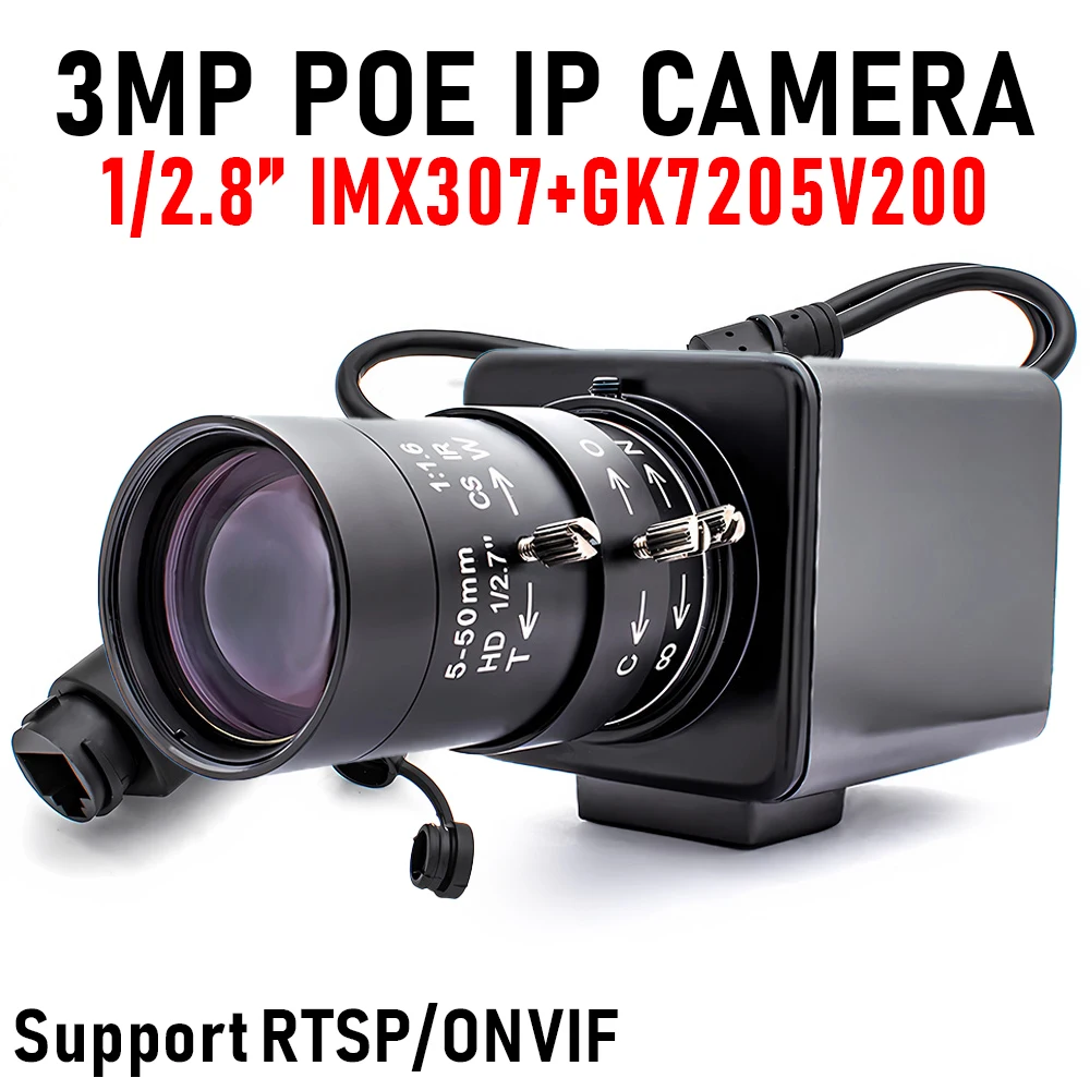 3MP POE IP Camera 10X Zoom Lens 1/2.8 IMX307 GK7205V200 Metal Case RTSP ONVIF CCTV Network Video Surveillance Machine Vision