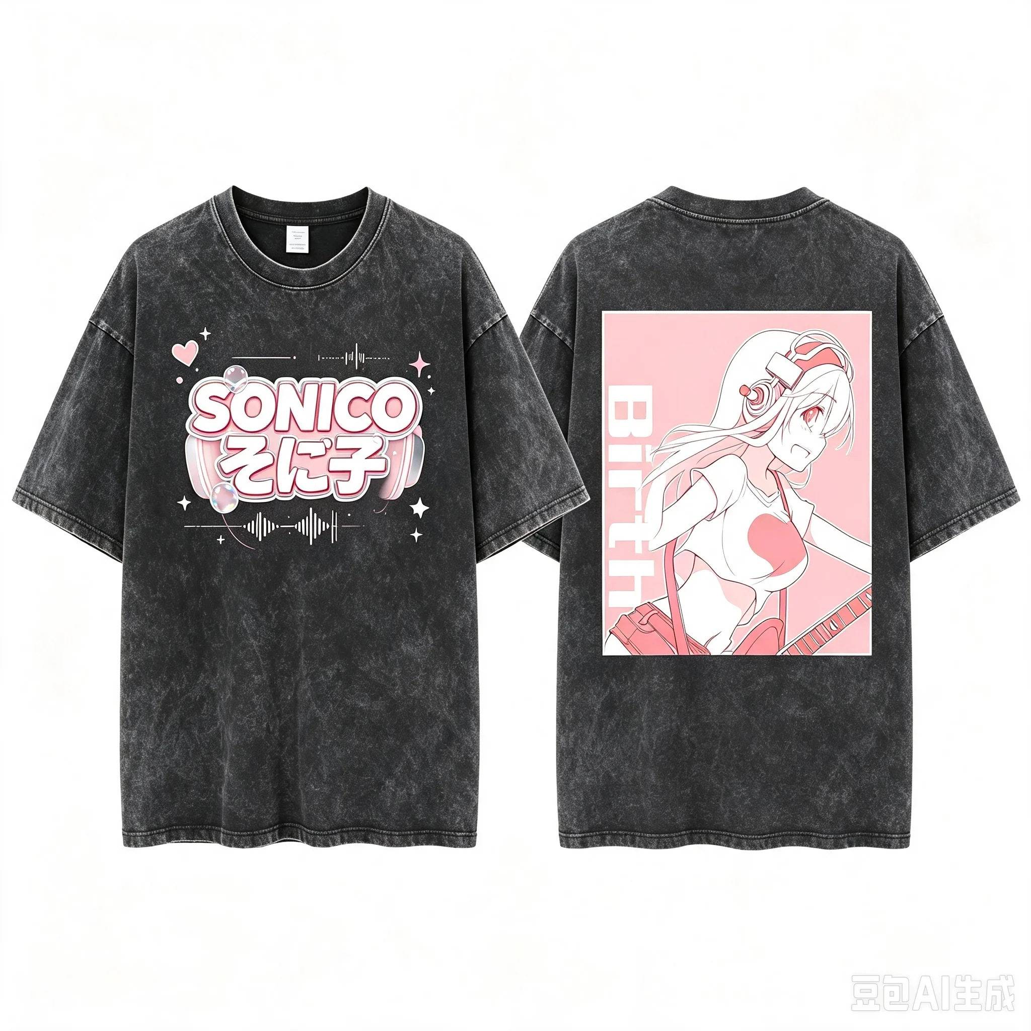 Super Sonico Front And Back Printed Crew Neck Short Sleeve Comfortable Women And Men Fashion T Shirt