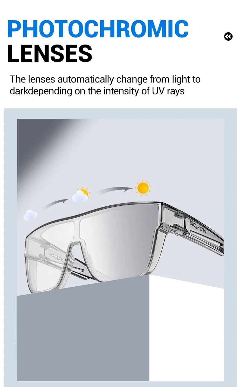 SCVCN-Brillen, die so konzipiert sind, dass sie über verschreibungspflichtigen photochromen Sportbrillen für Straßenfahrräder und Outdoor-Radfahren getragen werden können, HiKing Eyewear. – Detail 2