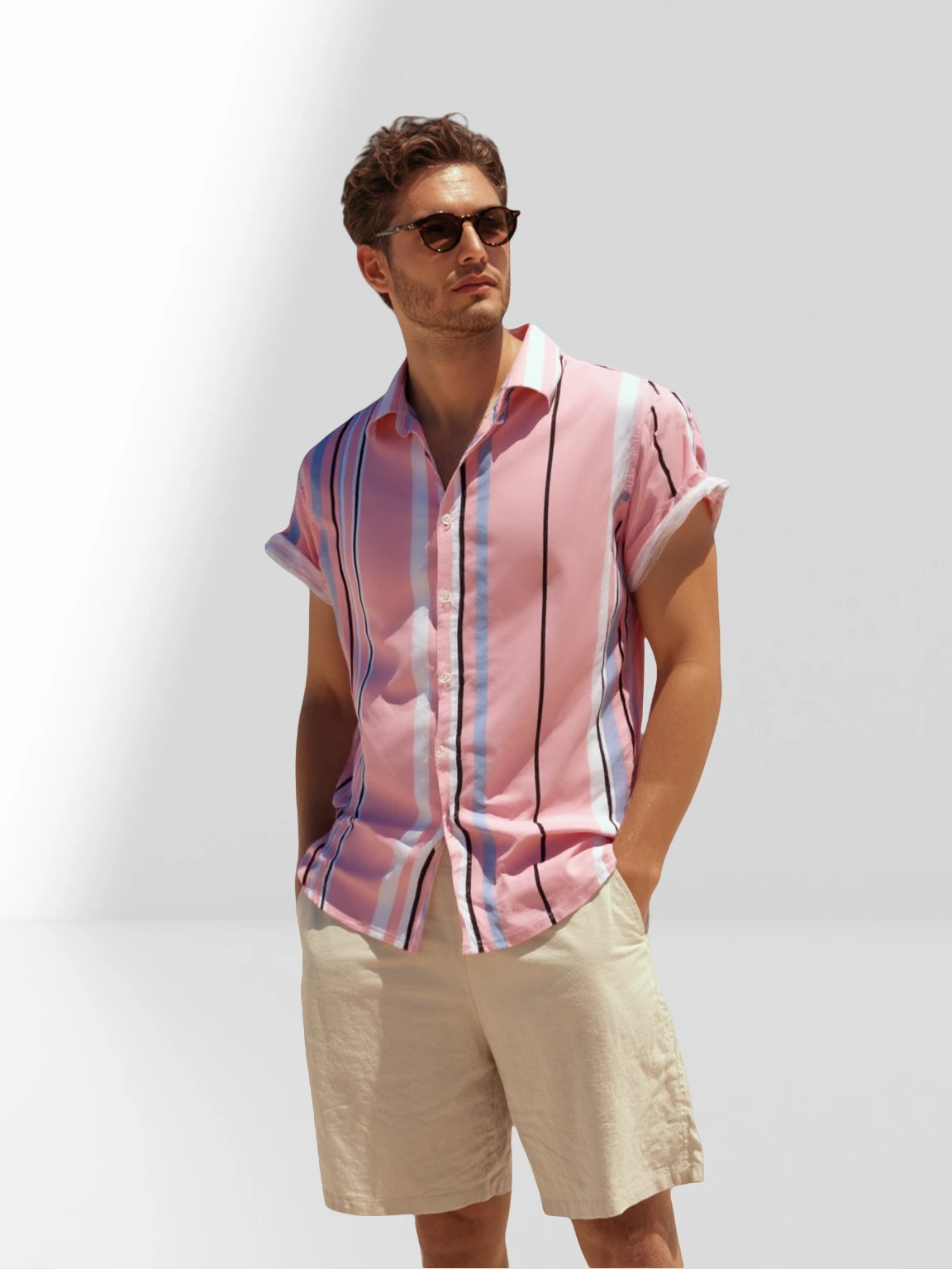 

Мужская летняя рубашка с коротким рукавом, тонкая модная повседневная модная легкая одежда с коротким рукавом для мужчин