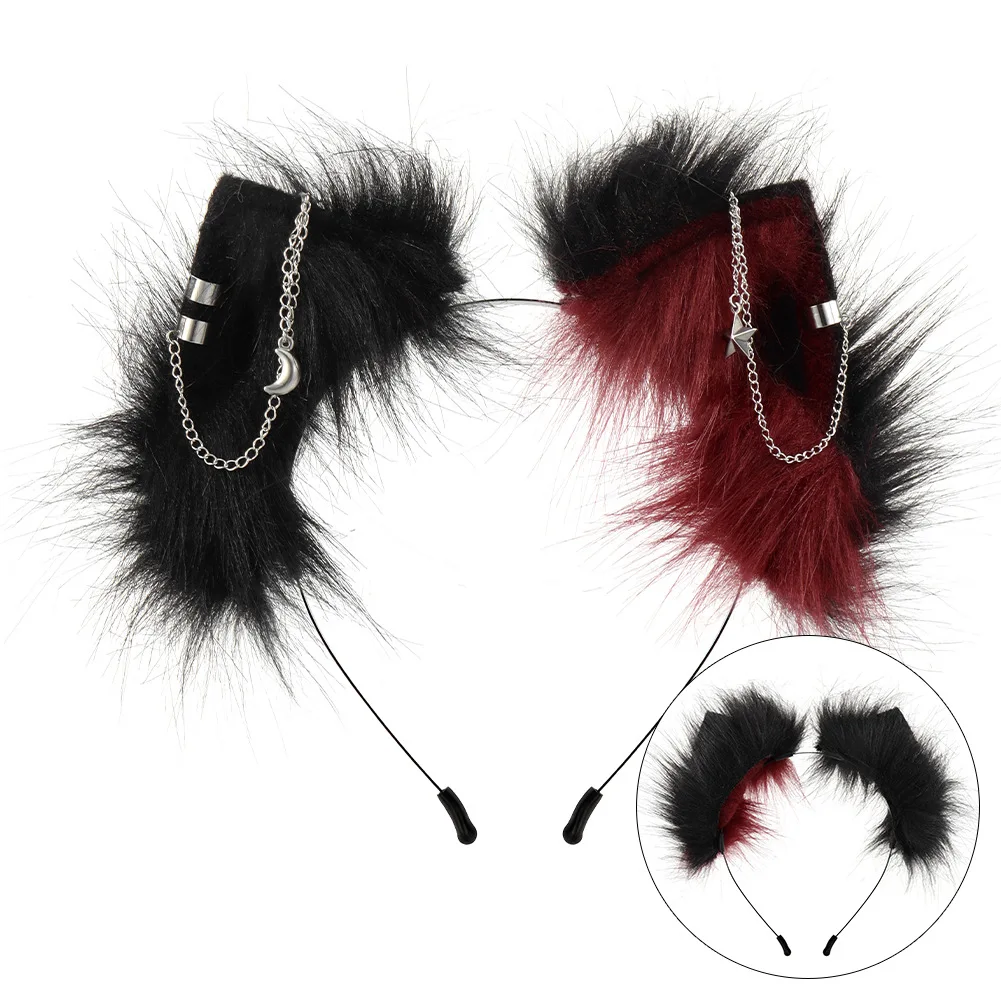 Plush Multi-color Pair of Fox Ears Handmade Realistic Cat Ears for Cosplay Star Moon Accessory Hairband Live Streaming Prop