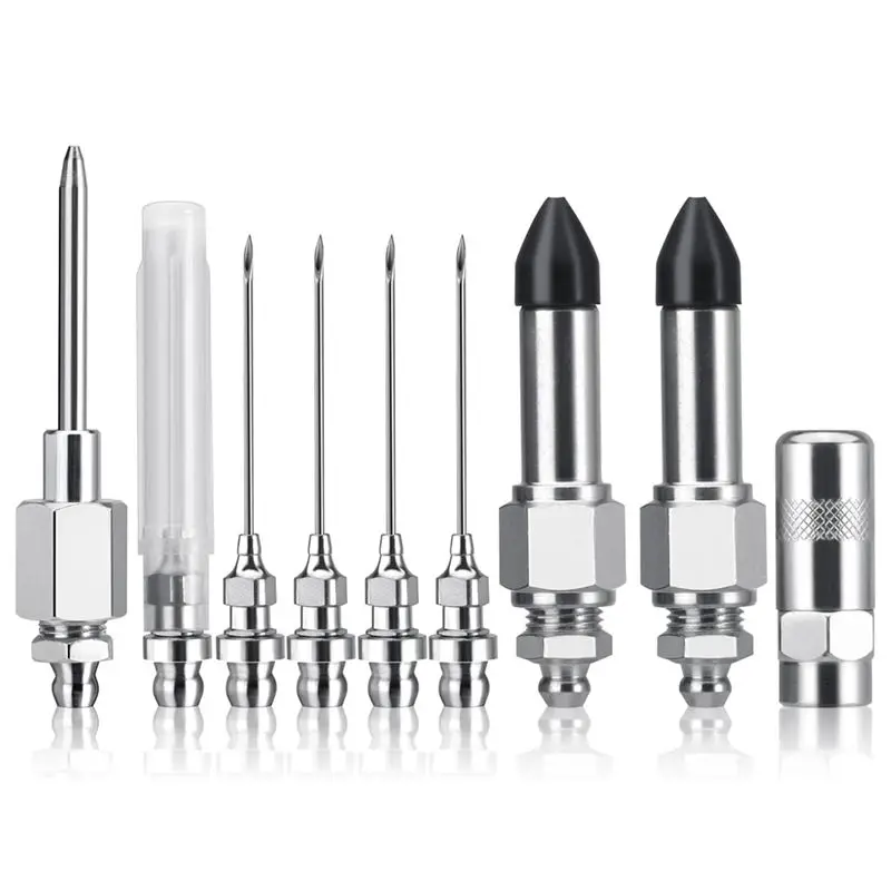 

ABUL-9Pcs Greasegun Needle Nozzle Kit,Greasegun Injector Needle Nozzle With Nipple Adapter Fitting Tool