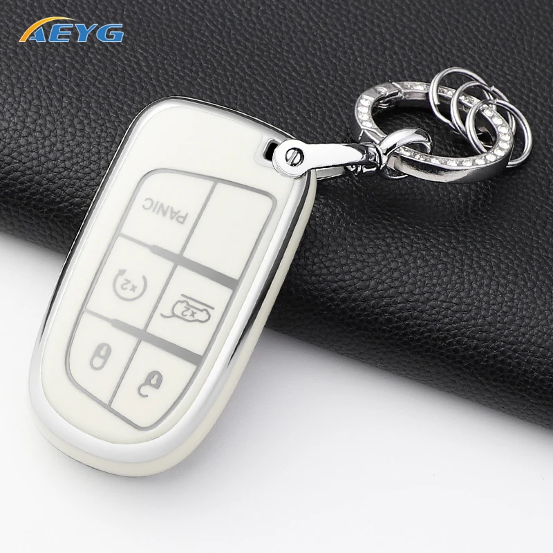 For Jeep Renegade Frand Cherokee Dodge Journey Charger Chrysler 200 300 300 Car Remote Key Case Cover Shell Keychain Accessories
